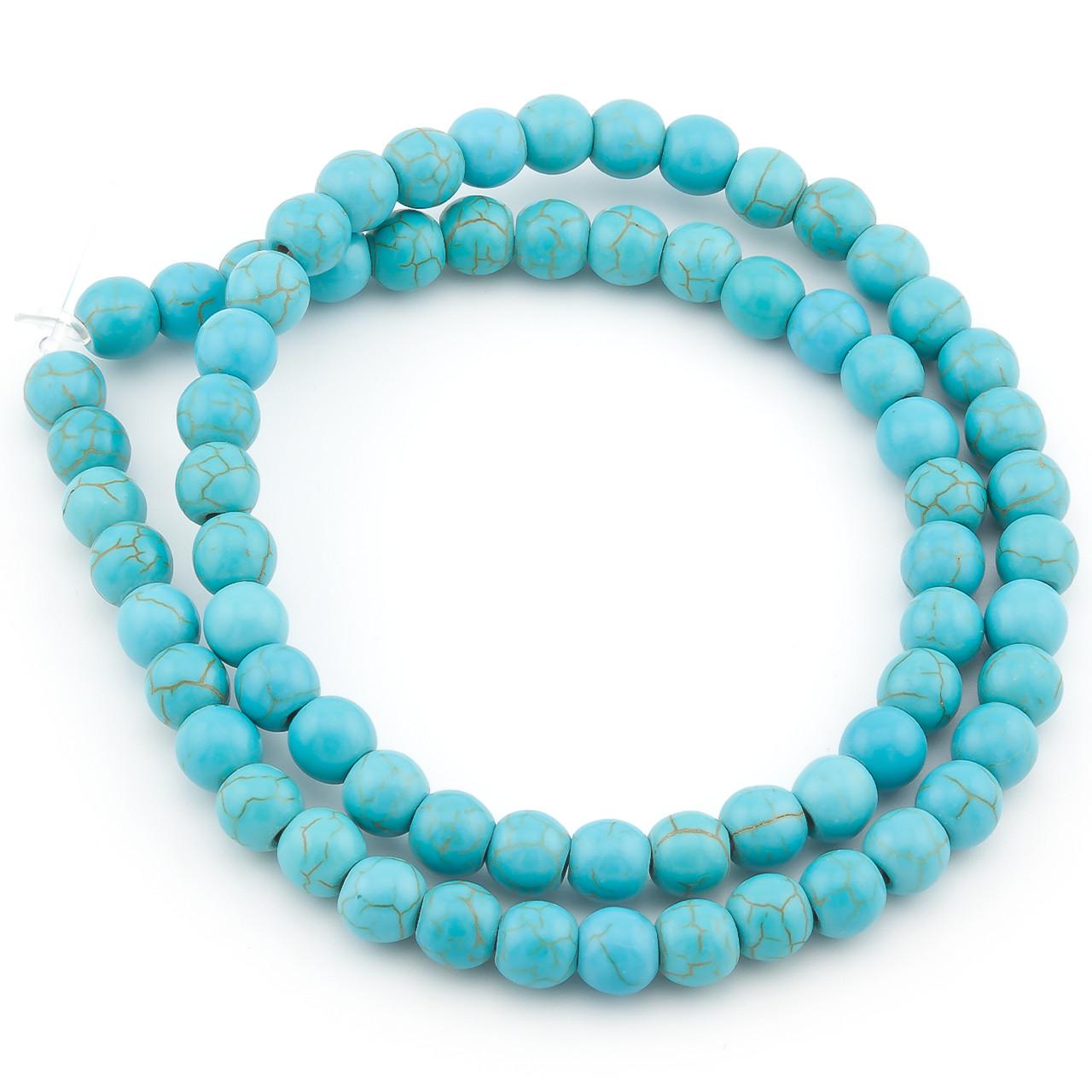 Бусины из натурального камня 6 мм 37 см 1 шт.Бирюзовый/Голубой (НК0610ш21)