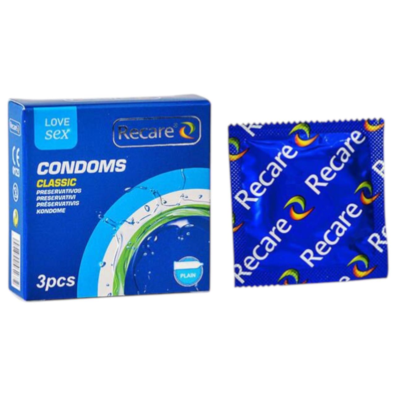 Презервативи Classic Recare для безпечного сексу з комфортною посадкою 3 шт. Прозорий