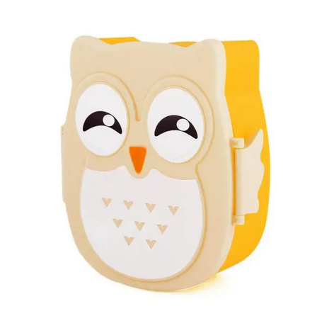 Ланч-бокс детский Сова для еды с ложечкой 800 мл Желтый (Ret-91)