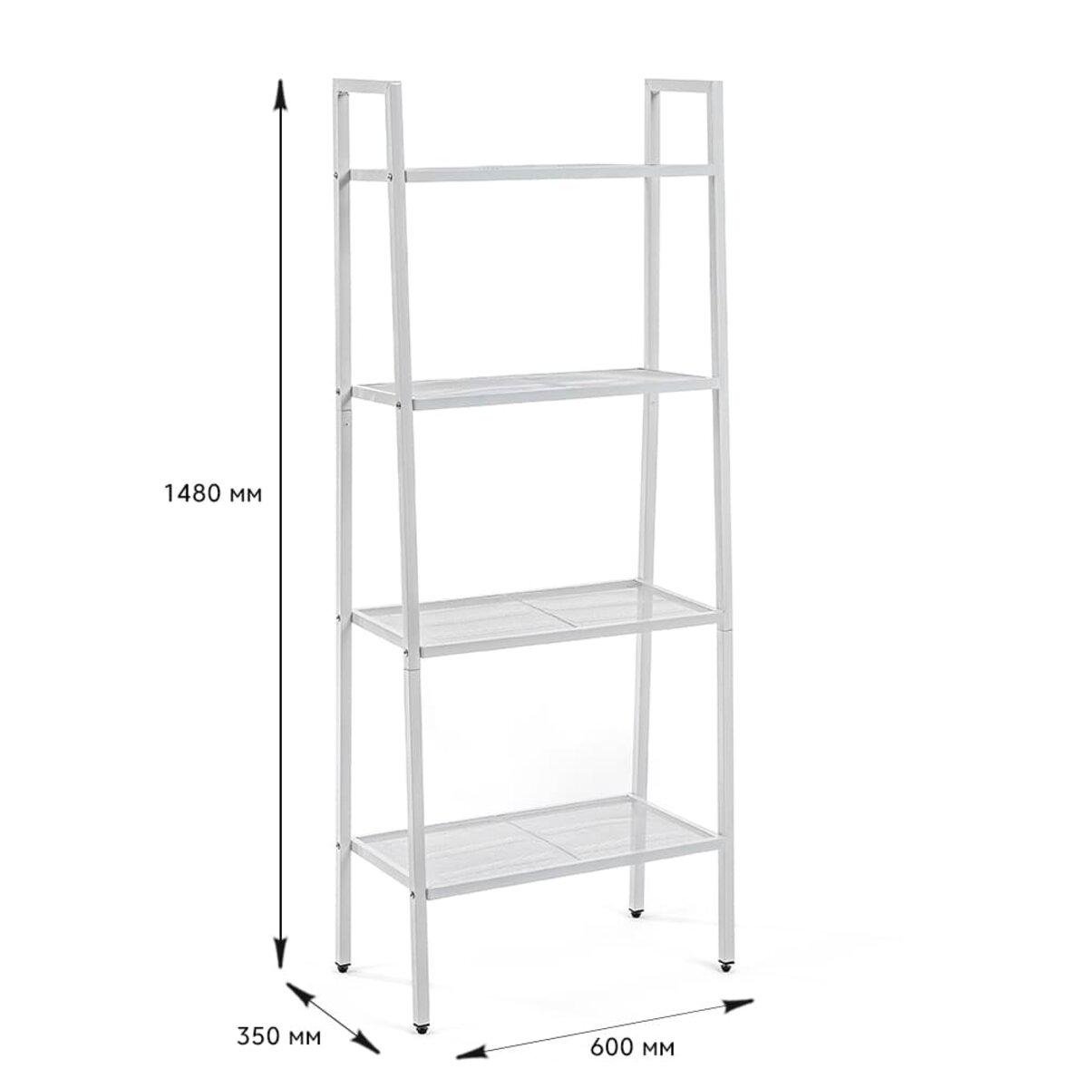 Стеллаж-этажерка четырехъярусный из металла 60х35х148 см Белый (SW-00002104) - фото 3