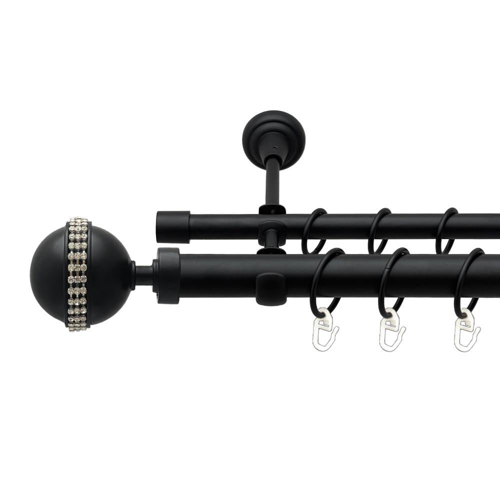 Карниз для штор Orvit Авея двухрядный гладкий 25/16 мм 200 см Черный (00-00024501)