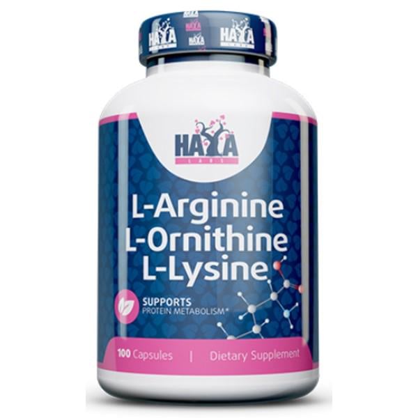 Аминокислоты Haya Labs L-Arginine L-Ornithine L-Lysine 100 caps