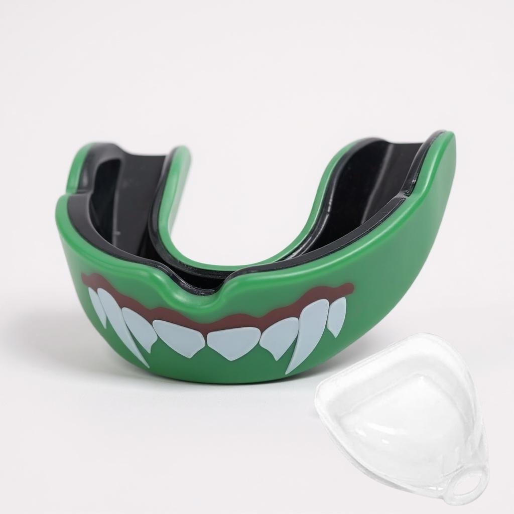 Капа для бокса GDragon ММА Вампир для взрослых защитная с клыками из термопластика Зеленый Капа для бокса GDragon ММА Вампир для взрослых защитная с клыками из термопластика Зеленый