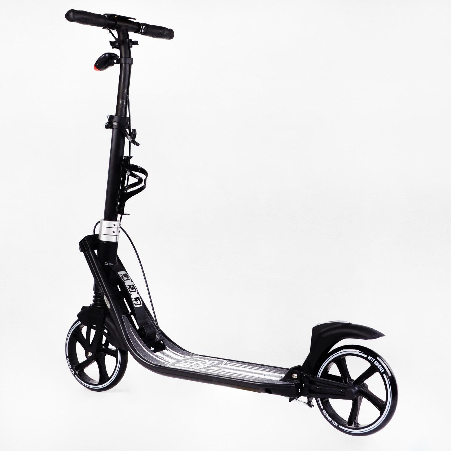 Самокат двухколесный складной Best Scooter фонарь/2 амортизатора Black/White (114437) - фото 6