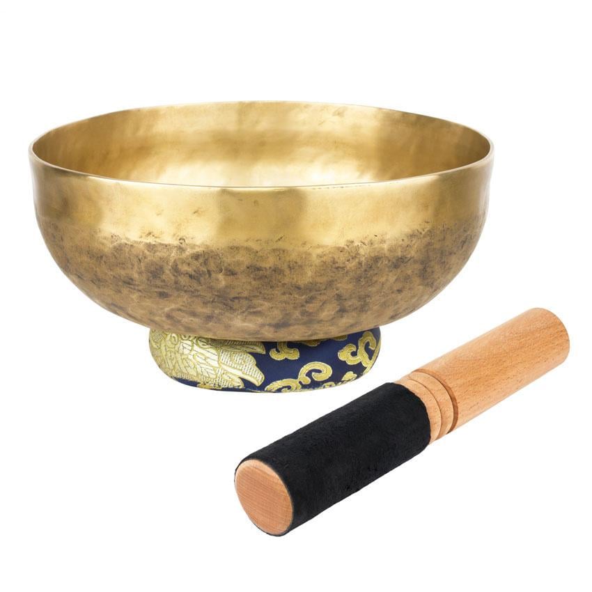 Поющая чаша Тибетская Ручная холодная ковка 260х260х100 мм Античная бронза (27388)