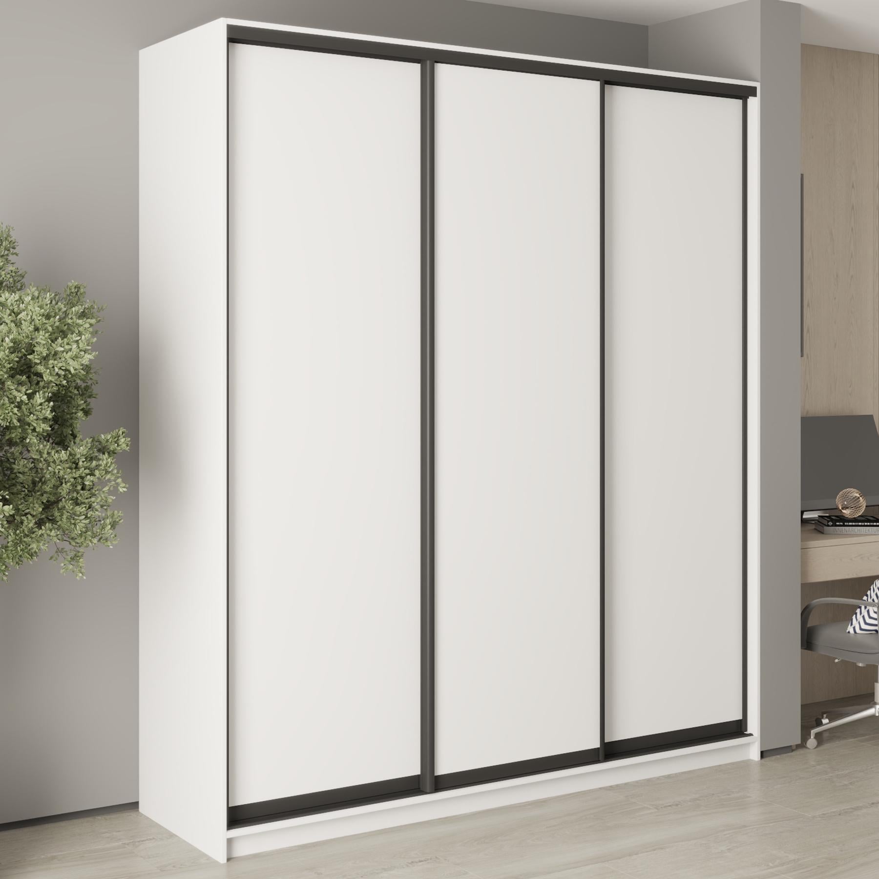 Шкаф-купе трехдверный MebelStar Стандарт BG 3ДСП 210x60x240 см Аляска белый (MBS-8553)