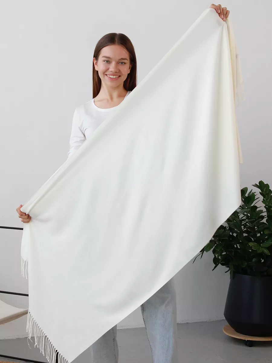 Шарф палантин Cashmere 200х70 см Молочный - фото 3 Шарф палантин Cashmere 200х70 см Молочный - фото 3