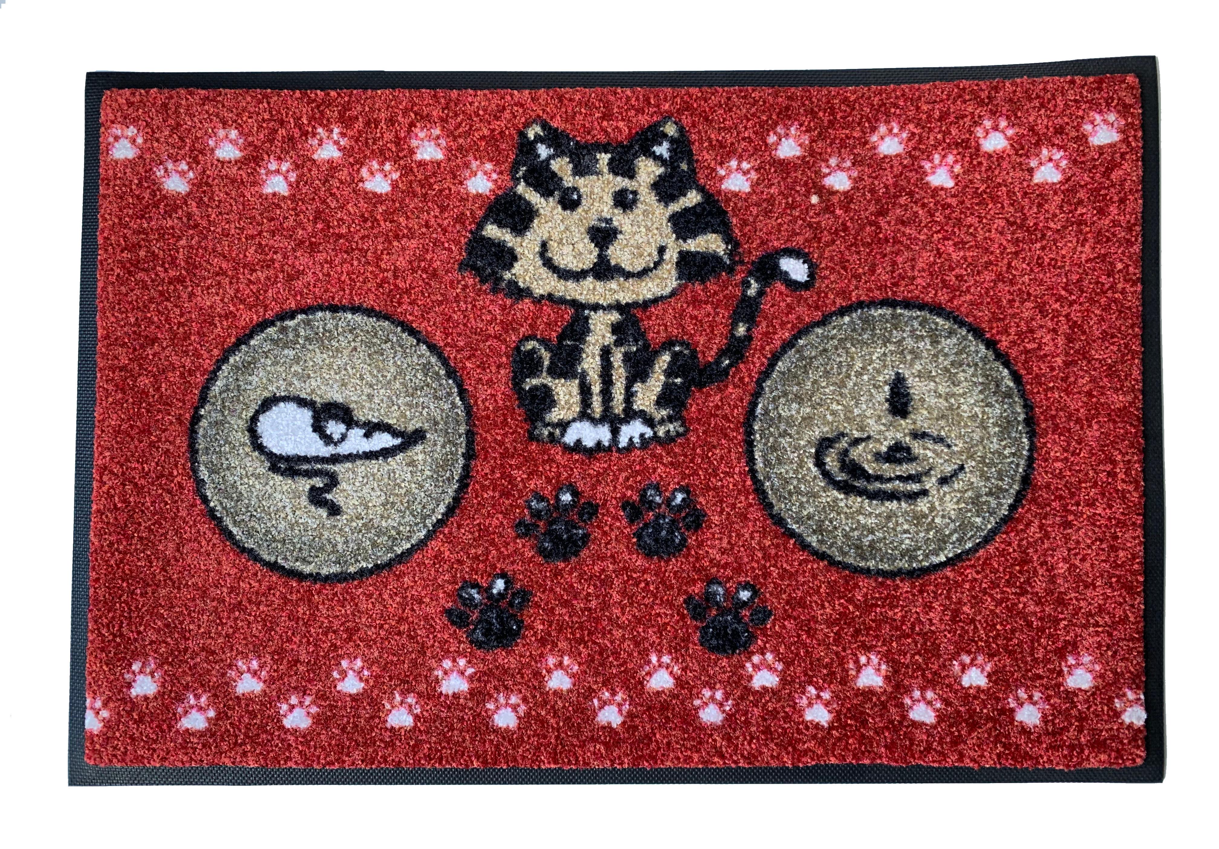 Грязезащитный коврик Kleen-Tex Katzenmahlzeit rot HD 40x60 см (051773)