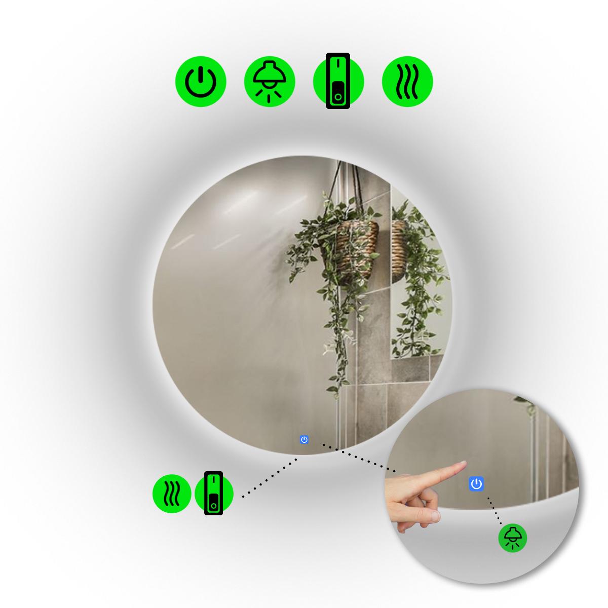 Зеркало с LED подсветкой Adeo с сенсорным и механическим включателем и подогревом 80x80 см (Adeo/800x800/1191/2/1)
