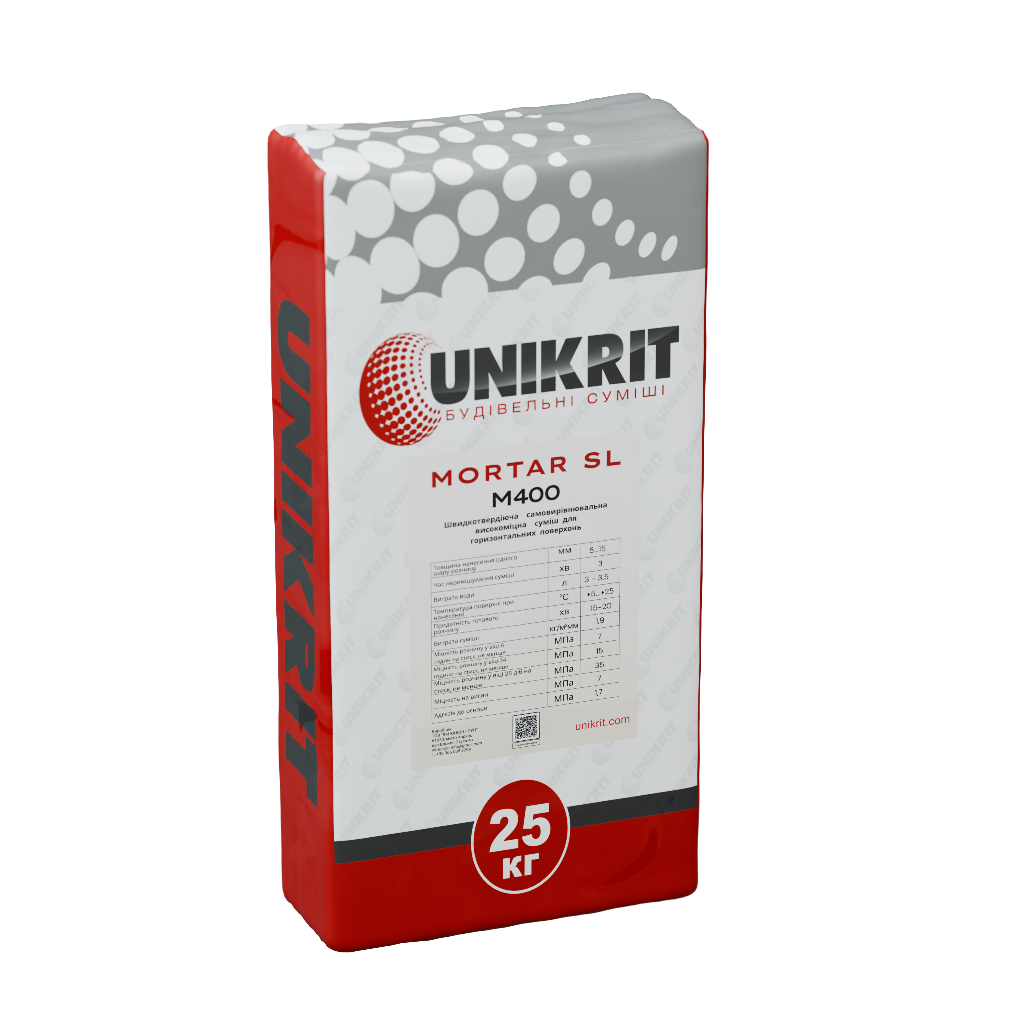 Смесь для пола быстротвердеющая самовыравнивающаяся Unikrit Mortar SL 25 кг