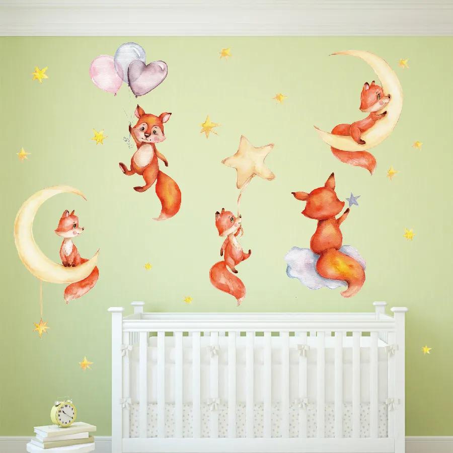 Наклейки вінілові Грайливі декоративні лисички в дитячу кімнату 30х90 см - фото 3