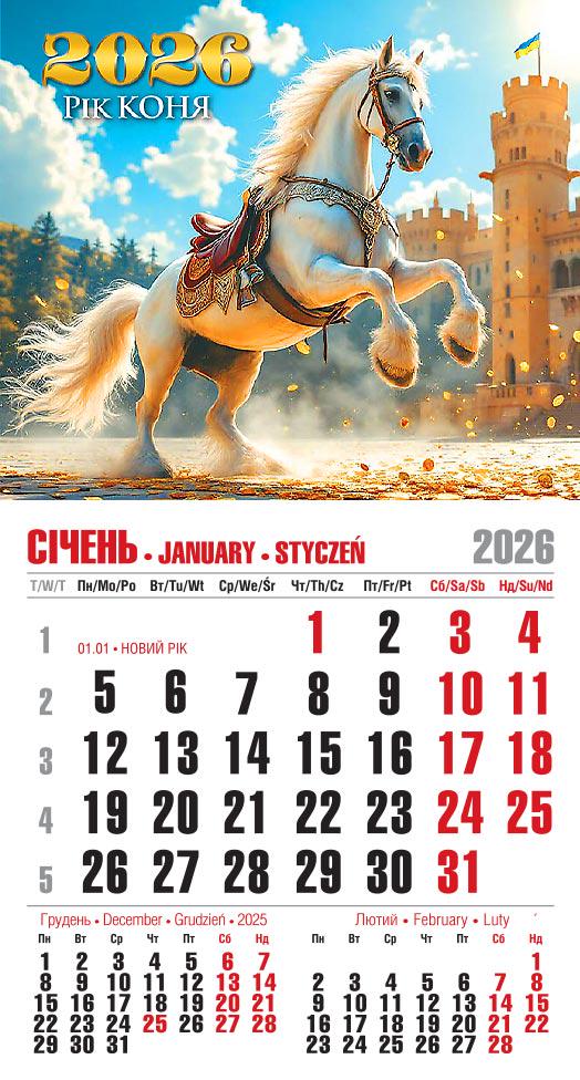 Календар на 2026 р. Магніт Шляхетна сила