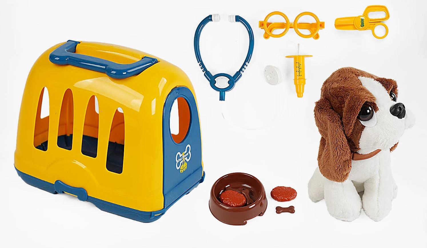 Игрушечная собачка переноска/миска с едой Yellow (142912)
