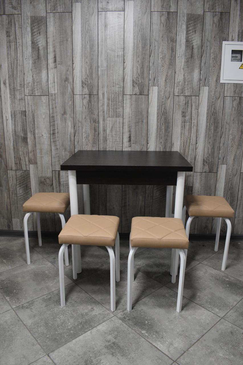 Кухонний комплект Оскар стіл розкладний/табурети 4 шт. Tutti Lux 60х80/80х120х75 см Чорний/Бежевий (28375137)
