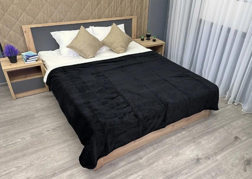 Покрывало Рельефный зигзаг 155х200 см Черный (87-093)