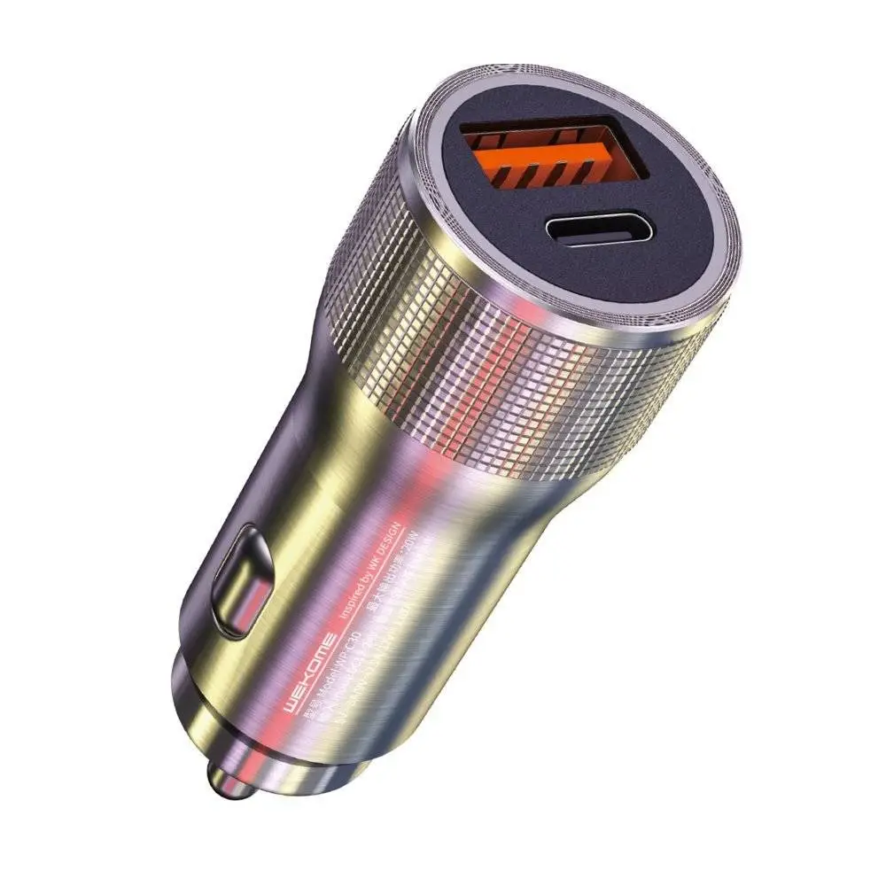 Зарядное устройство для автомобильного WK WP-C30 USB плюс Type-C 20W Серебряный (6941027615935)