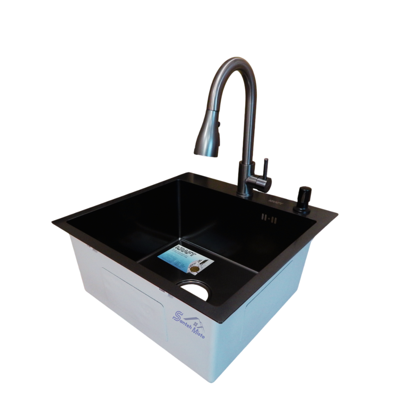 Комплект кухонной/мойка Kraft Handmade nano decor PVD 3,0/1,0 мм 50х50 см Black (2527921124)