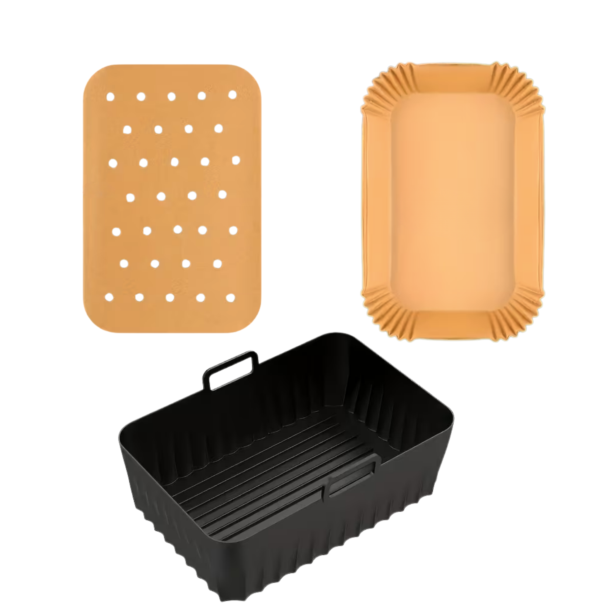 Набор для аэрогриля 3в1 пергамент 100 шт/пергамент с бортиком 100 шт/силикон (11007)