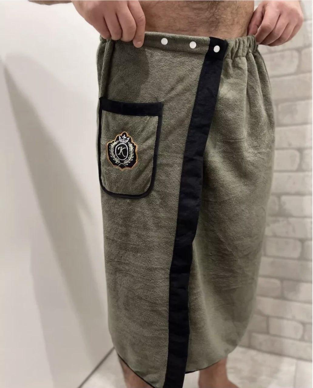 Кілт чоловічий для лазні 85х150 см Сірий (П4К-novo-m-sauna-009)