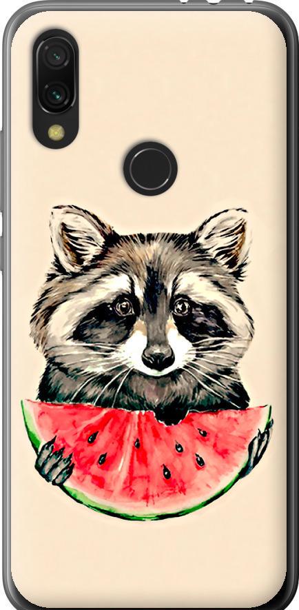 Чехол на Xiaomi Redmi 7 Енотик с арбузом (4605t-1669-42517)