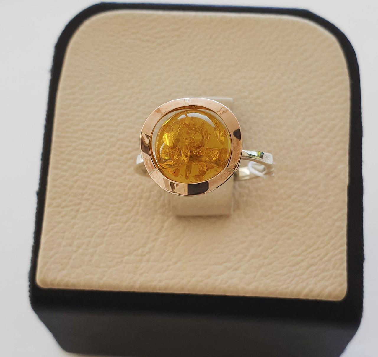 Кольцо серебряное с янтарь альпинитом р. 17,5 2,2 г (1218465994)