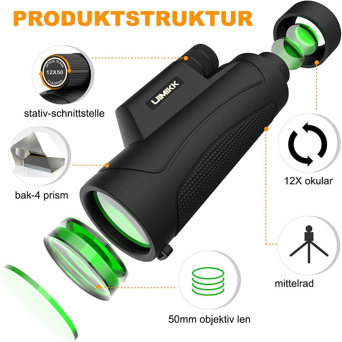 Телескоп монокулярный Uimikk HD12х50 Lens FMC BAK4 - фото 3 Телескоп монокулярный Uimikk HD12х50 Lens FMC BAK4 - фото 3