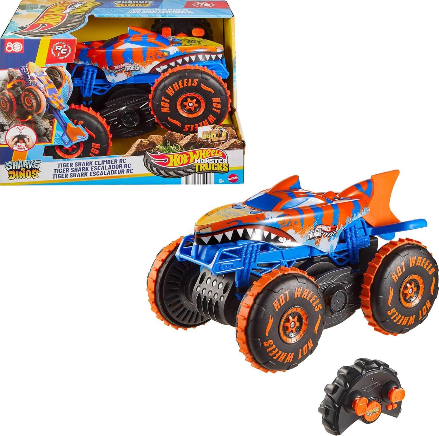 Игрушечный автомобиль Hot Wheels Monster Trucks Remote Control Toy Vehicle Tiger Shark (441256963)
