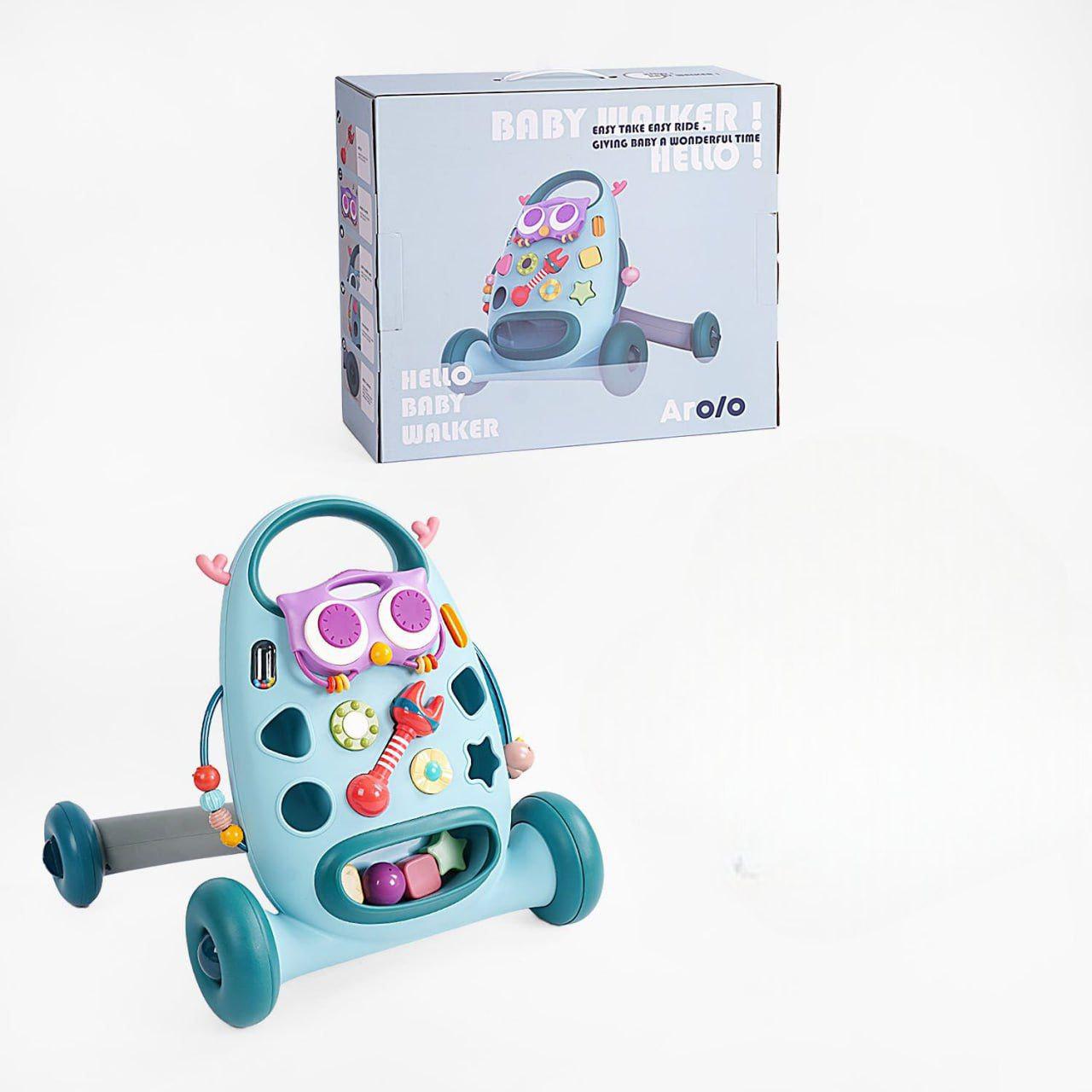 Каталка развивающая с игрушками и музыкой/подсветкой/фиджетами Синий (152878-1)