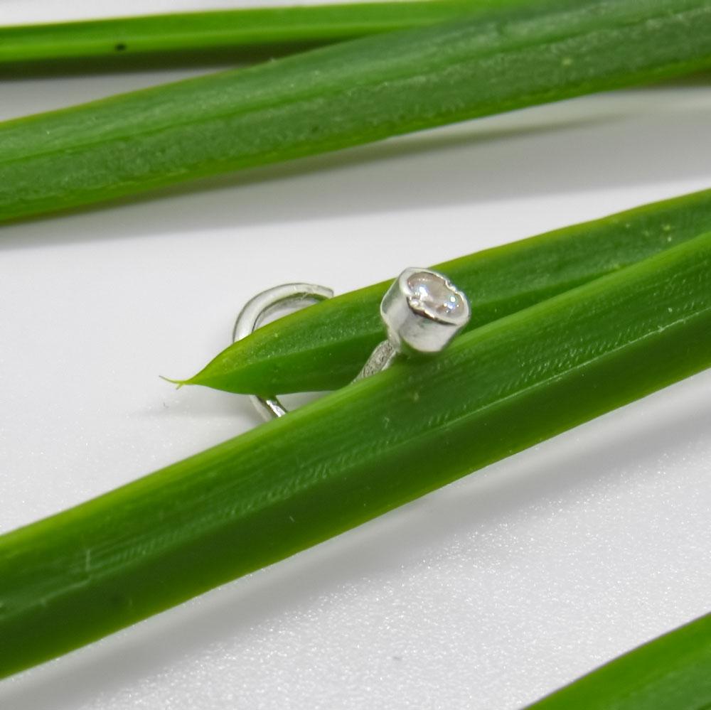 Серебряный нострил пирсинг в нос Круглый камушек (1372767089) - фото 2