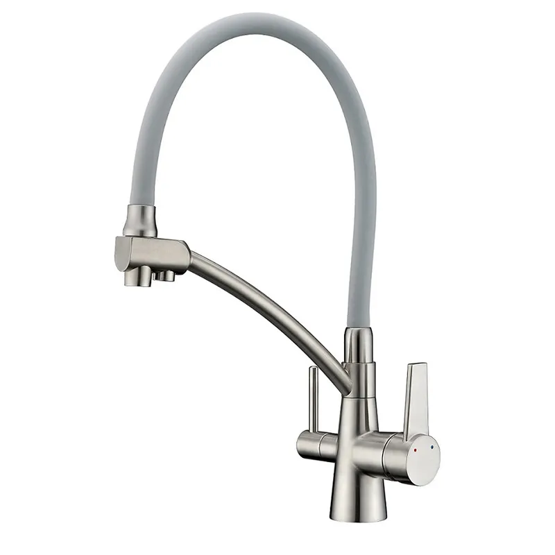 Смеситель для кухни KOER KB-72003-02 с силиконовым изливом и выходом для питьевой воды (KR3374)