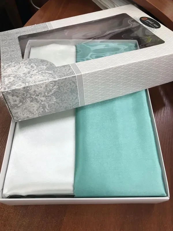 Комплект постільної білизни Moka Textile євро 2 наволочки 50х70 см/70х70 см Бірюзовий (2392427022) - фото 2