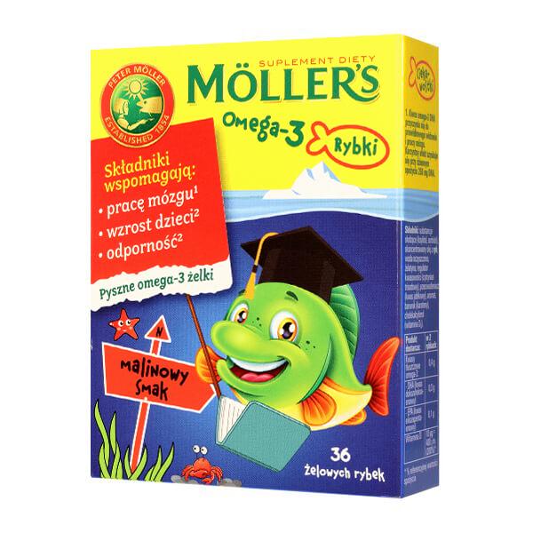 Вітаміни та мінерали Tran Mollers Omega-3 рибки малиновий смак 36 шт.