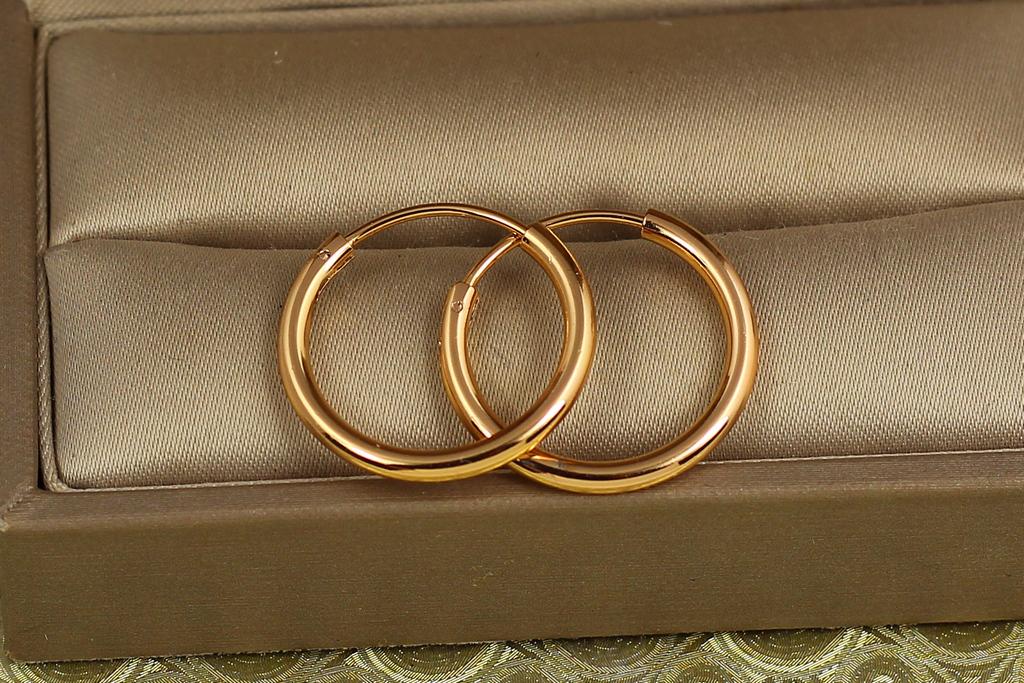 Серьги кольца Хuping Jewelry с тайной застежкой 2 см Золотистый (29751321)