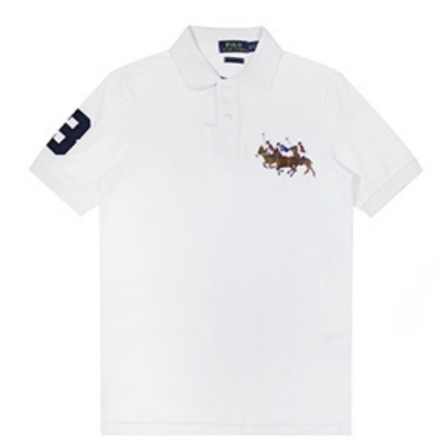 Футболка чоловіча поло в стилі Ralph Lauren LCustom Slim Fit Crest Logo Big Pony Polo Shirt L Білий (RL13005.5L)