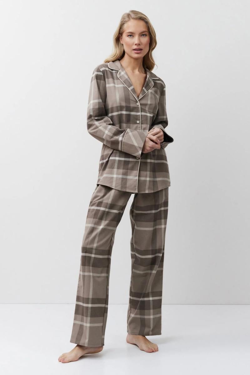 Женская пижама Aruelle рубашка и штаны L Коричневый (Elody-long) Женская пижама Aruelle рубашка и штаны L Коричневый (Elody-long)