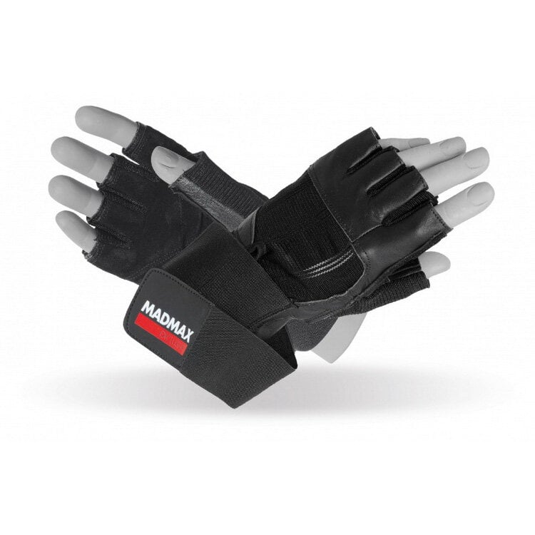Перчатки для зала и фитнеса без пальцев кожаные с напульсником Mad Max Professional MFG-269 XL Черный