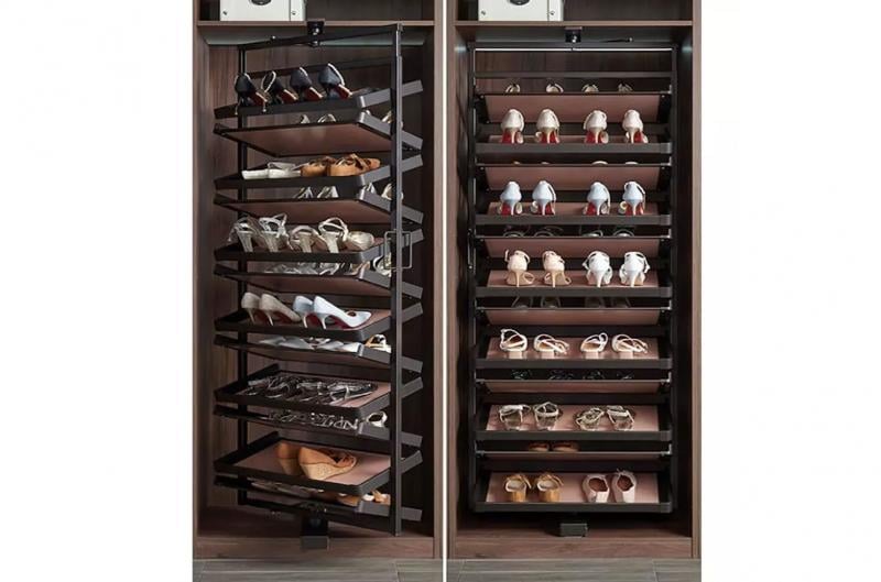 Підставка для взуття на напрямних 10 полиць поворотна Антрацит (S-6834-A) - фото 3 Підставка для взуття на напрямних 10 полиць поворотна Антрацит (S-6834-A) - фото 3