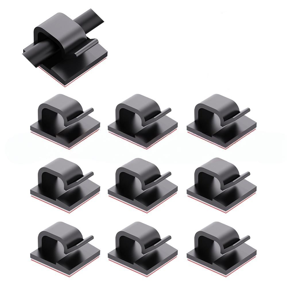 Тримачі кабелів та зарядних шнурів з липким шаром для фіксаціїї 10 шт. Чорний (U9415) Тримачі кабелів та зарядних шнурів з липким шаром для фіксаціїї 10 шт. Чорний (U9415)
