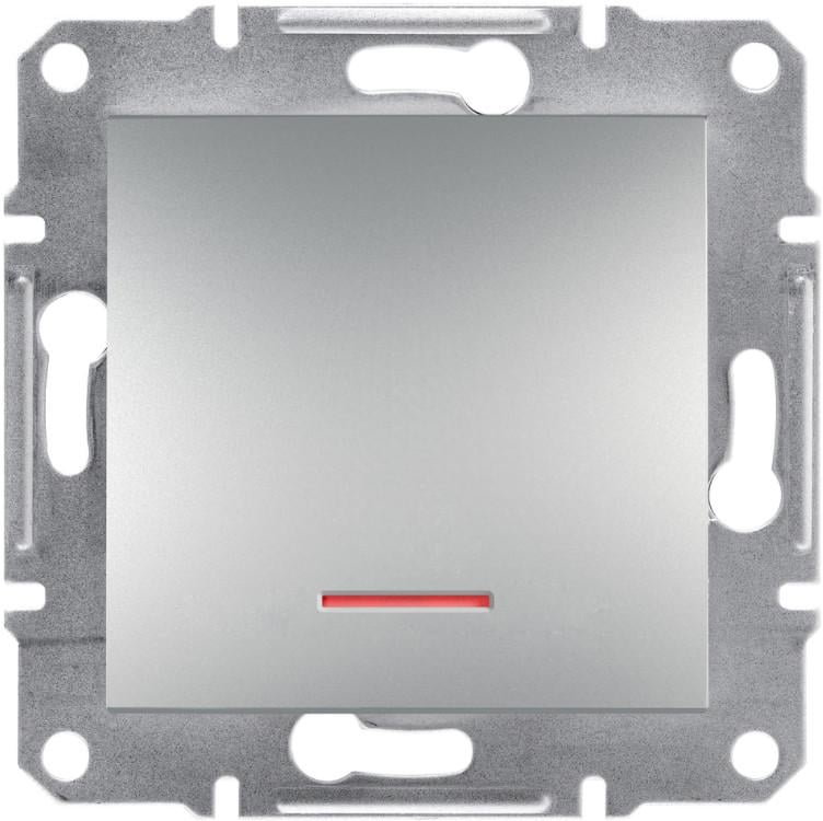 Выключатель Schneider Electric Asfora одноклавишный с подсветкой самозажимной ABS Алюминиевый (EPH1400161) Выключатель Schneider Electric Asfora одноклавишный с подсветкой самозажимной ABS Алюминиевый (EPH1400161)