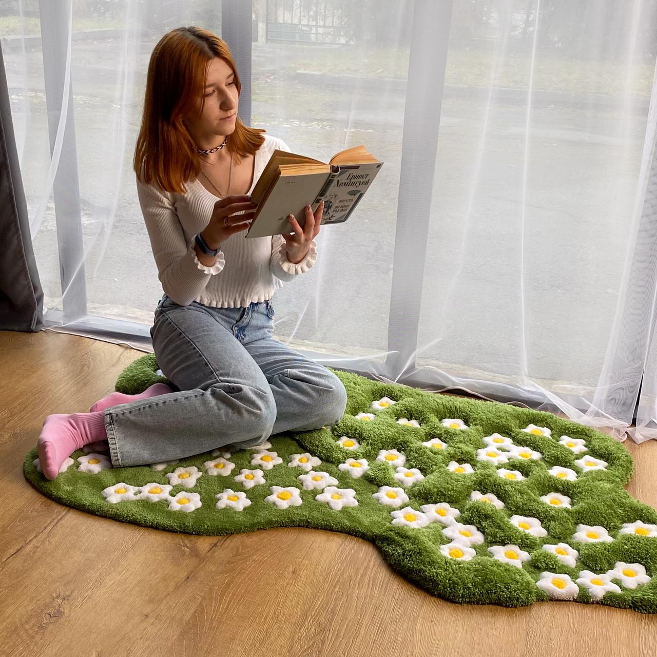 Килим ручної роботи з об'ємним візерунком Ромашкове поле 50х50 см - фото 9 Килим ручної роботи з об'ємним візерунком Ромашкове поле 50х50 см - фото 9