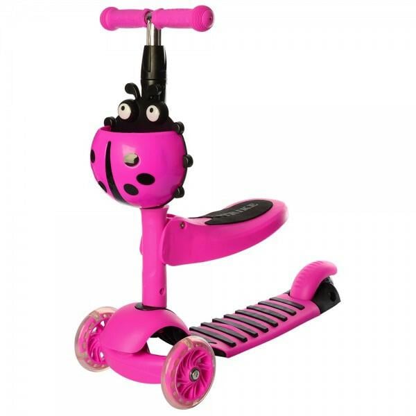 Самокат трехколесный iTrike MAXI колеса ПВХ с подсветкой Розовый (JR 3-054-F)