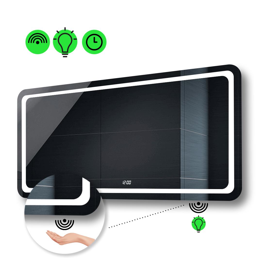 LED-зеркало 100x60 см с ИК включателем и часами Anvi (Anvig115)