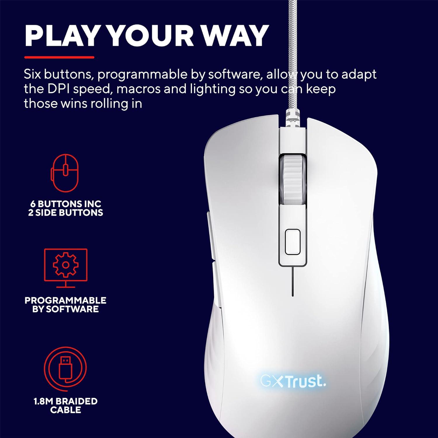 Компьютерная мышка Trust GXT924 YBAR+ USB-A Белый - фото 7