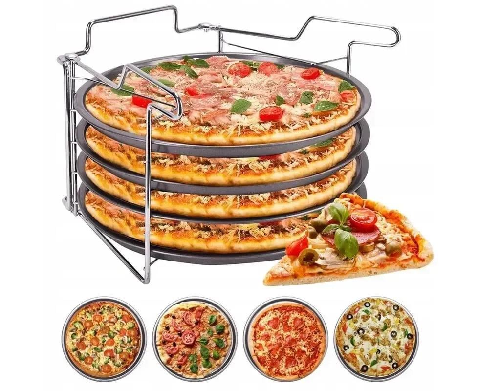 Набір форм для запікання піци Kamille КМ-6045 із вуглецевої сталі 30 см Сірий (150-84-6045) - фото 6