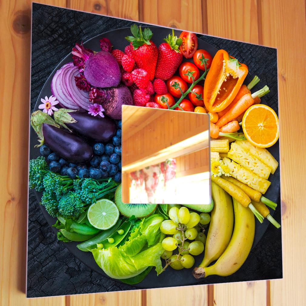 Зеркало декоративное Разноцветные овощи и фрукты 260х260 мм (M04191)