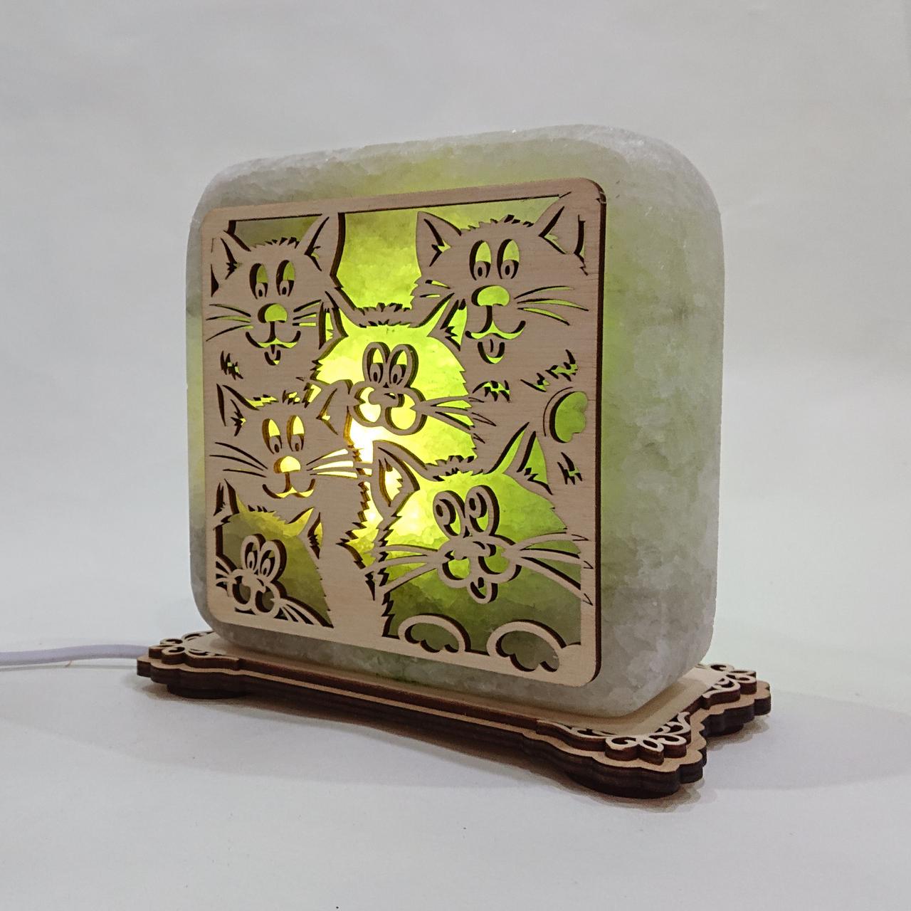 Соляной светильник Коты-2 (k-0011-g)