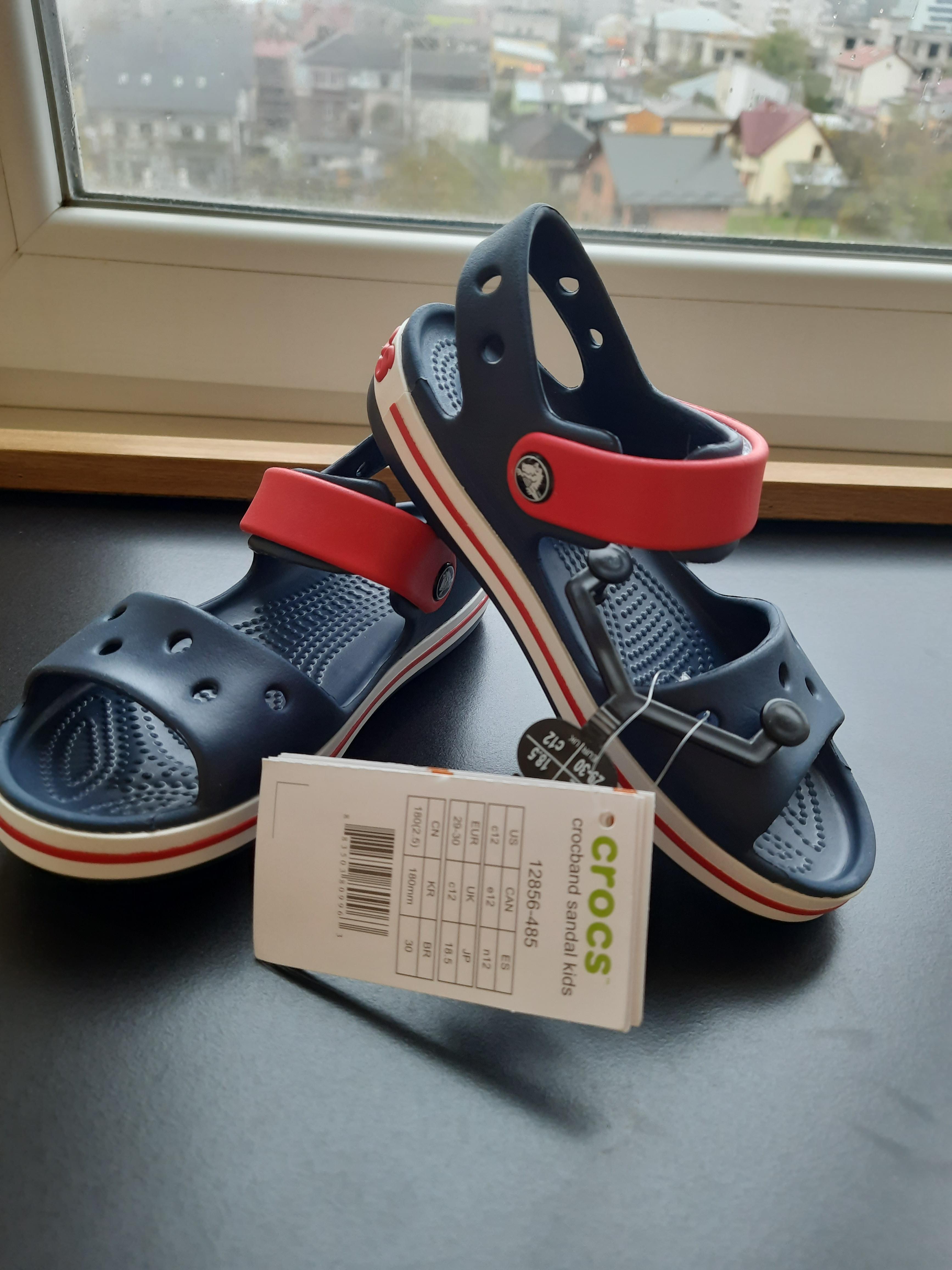 Сандалии детские Crocs Crocband Sandal Kids С12 Темно-синий с красным (Кр100-12)