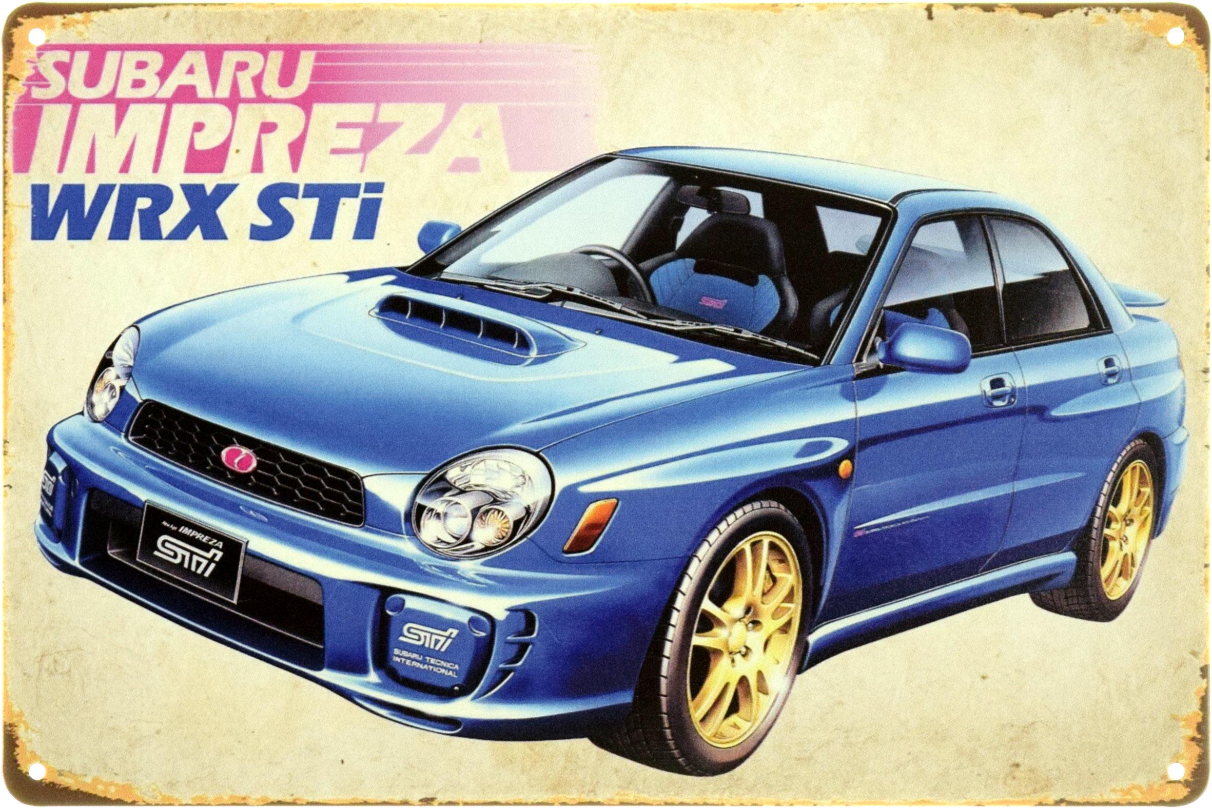 Табличка металлическая "Subaru Impreza WRX STI" 20x30 см (ms-104117)