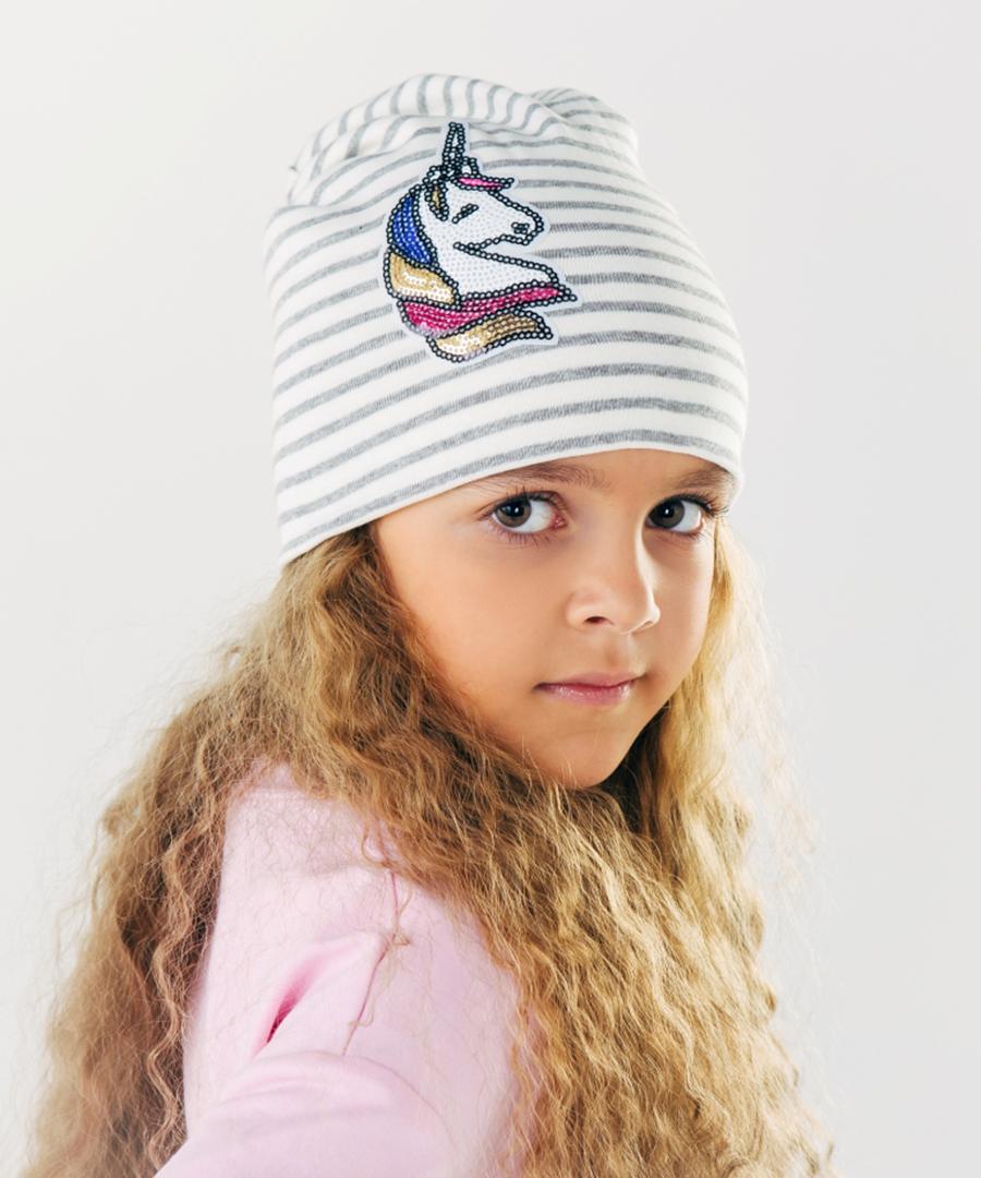 Шапка демисезонная Smil р. 49 полоска Серый/Белый