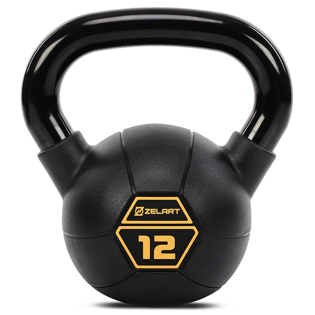 Гиря тренировочная цельная Mdbuddy TA-5428-12 стальная с PVC покрытием 12 кг Черный (2537101721)